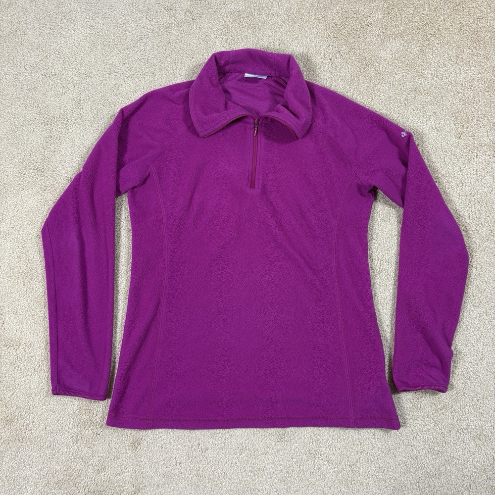 Columbia Sportswear Womens Magenta Fleece Quarter-Zip Pullover Pink Small S